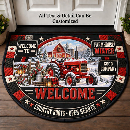 Farmhouse Winter Personalized Half Round Mat | 5To9Vibe