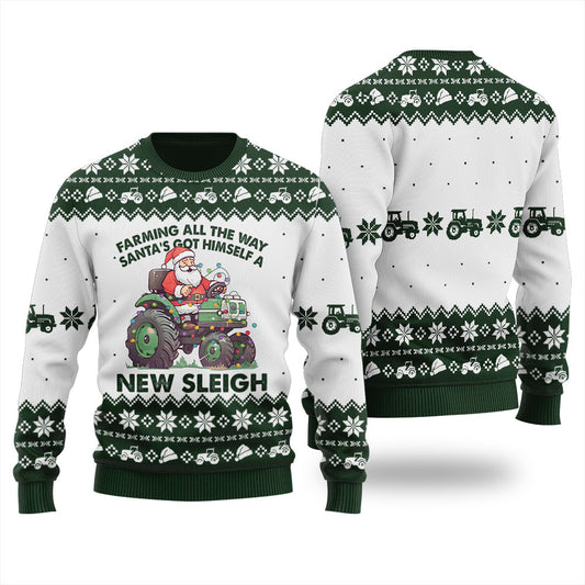 Farming All The Way Santa Truck Sleigh Ugly Sweater