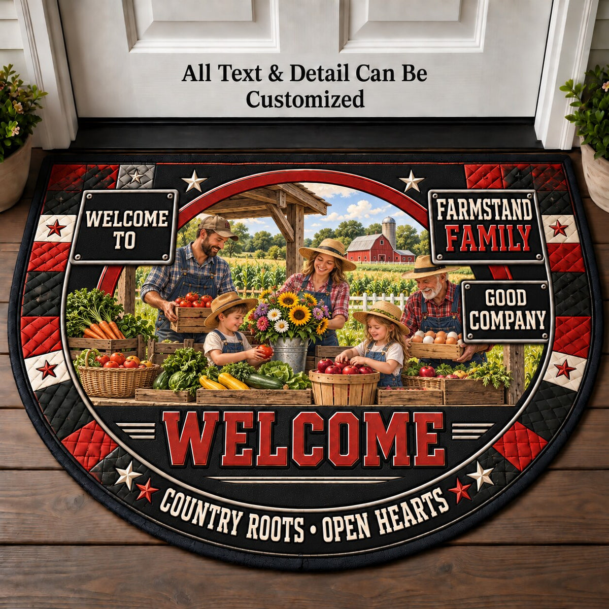 Farmstand Family Personalized Half Round Mat | 5To9Vibe
