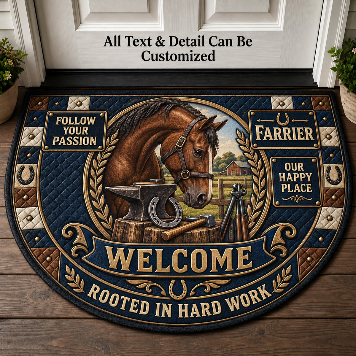 Farrier Personalized Half Round Mat | 5To9Vibe