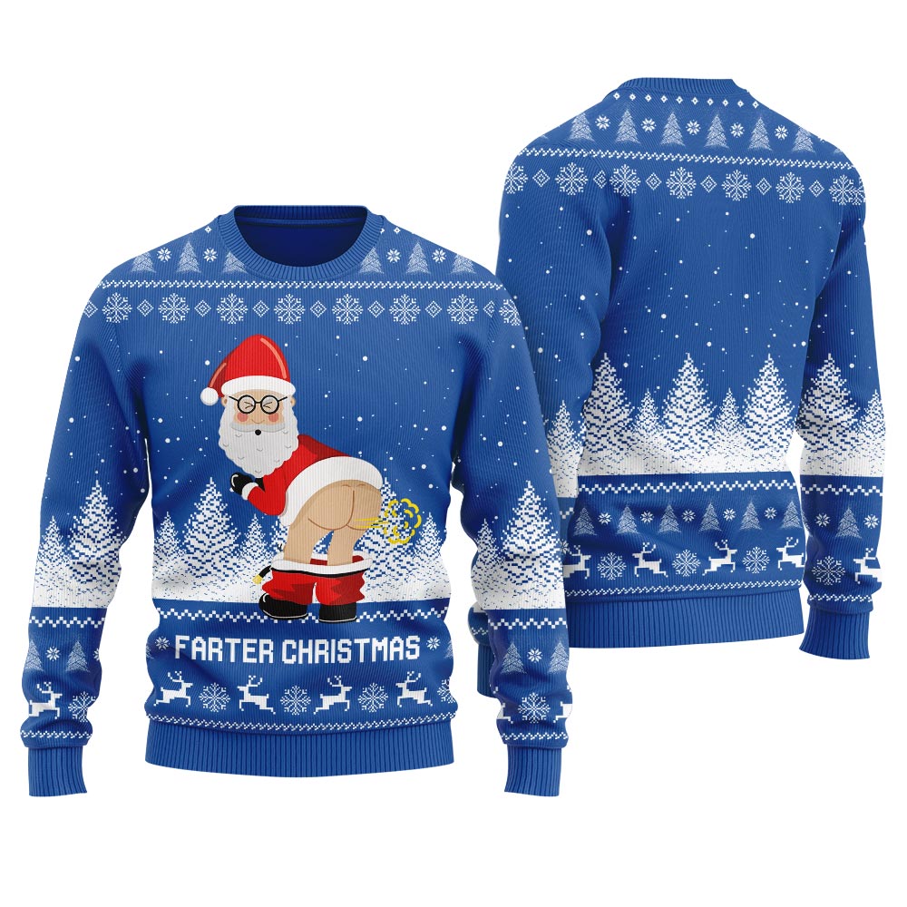 Farter Christmas Funny Santa Ugly Holiday Sweater