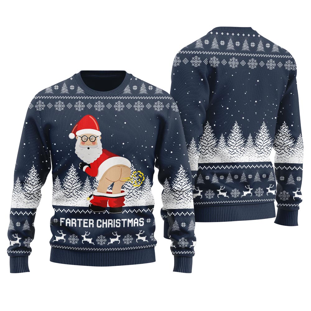 Farter Christmas Funny Santa Ugly Holiday Sweater