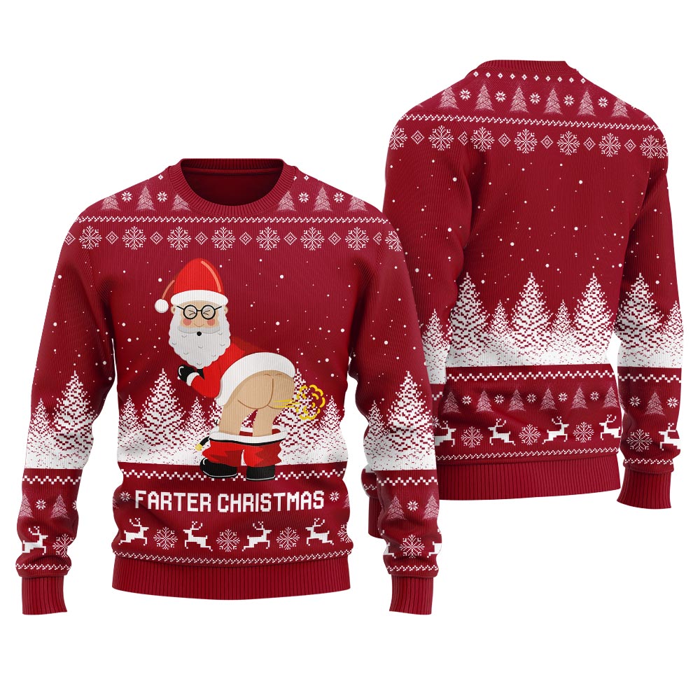 Farter Christmas Funny Santa Ugly Holiday Sweater