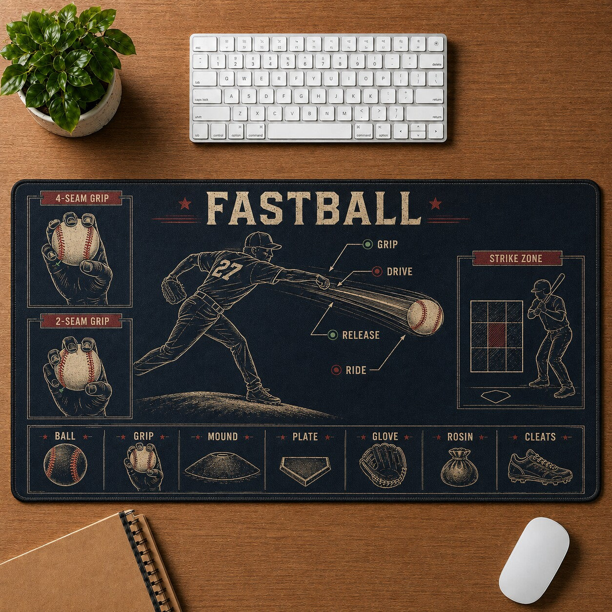 Fastball Baseball Blueprint Desk Mat | 5To9Vibe