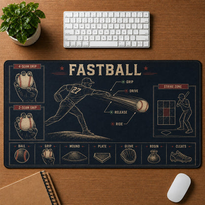 Fastball Baseball Blueprint Desk Mat | 5To9Vibe