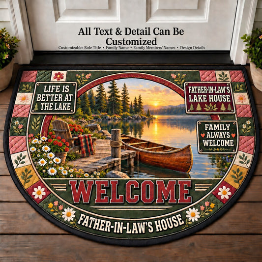 Father-in-Law's Lake House Personalized Half Round Mat | 5To9Vibe