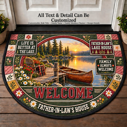 Father-in-Law's Lake House Personalized Half Round Mat | 5To9Vibe