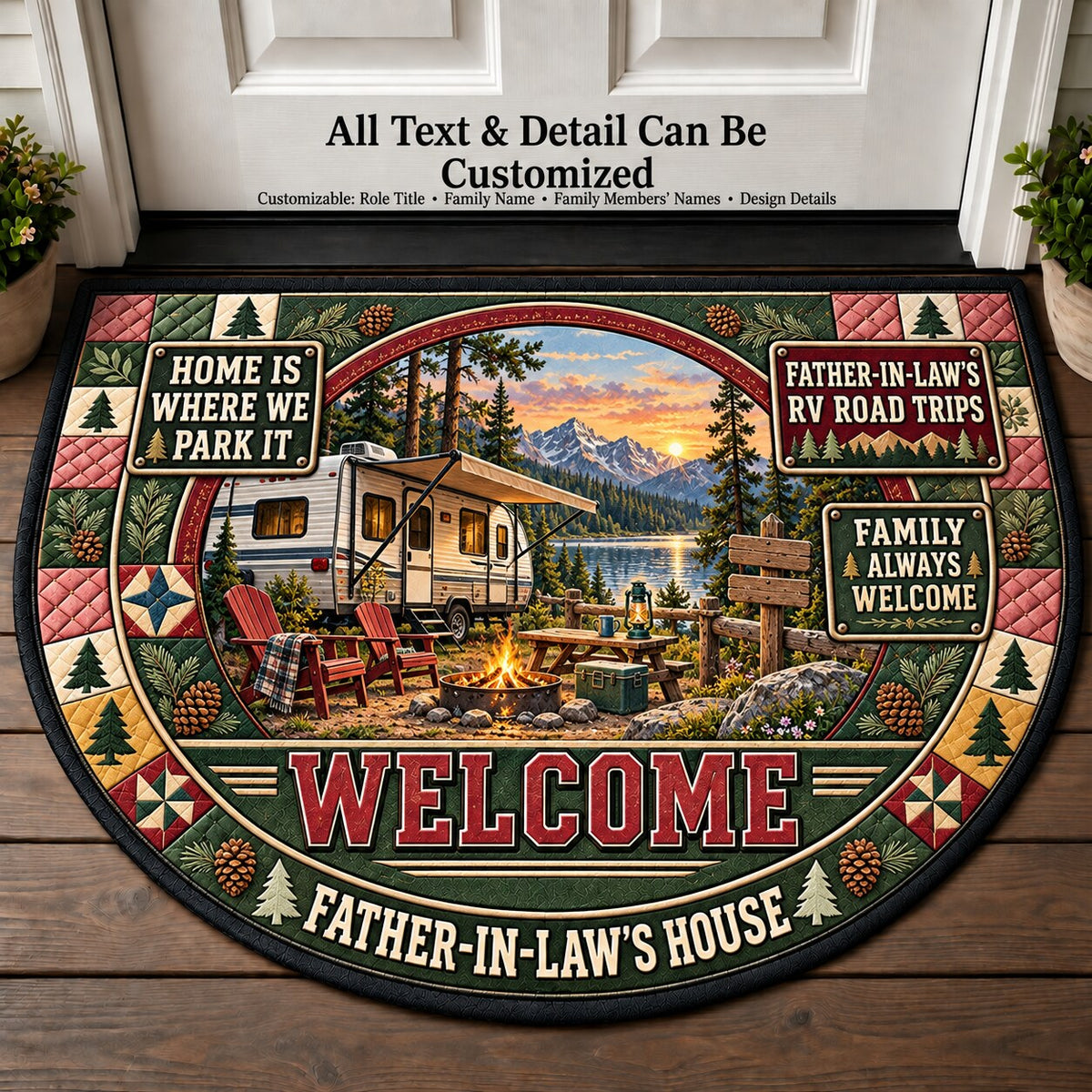 Father-in-Law's RV Road Trips Personalized Half Round Mat | 5To9Vibe