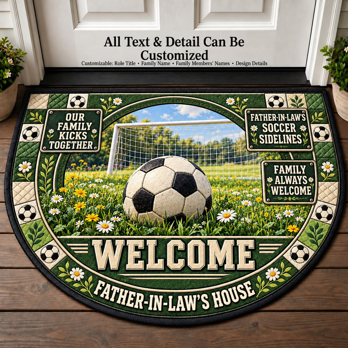 Father-in-Law's Soccer Sidelines Personalized Half Round Mat | 5To9Vibe