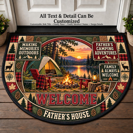 Father's Camping Adventures Personalized Half Round Mat | 5To9Vibe