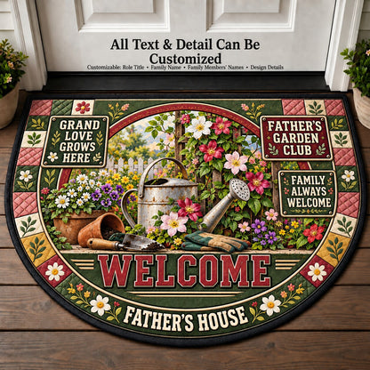 Father's Garden Club Personalized Half Round Mat | 5To9Vibe