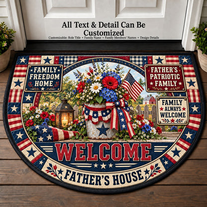 Father's Patriotic Family Personalized Half Round Mat | 5To9Vibe