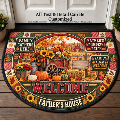 Father's Pumpkin Patch Personalized Half Round Mat | 5To9Vibe