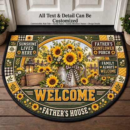 Father's Sunflower Porch Personalized Half Round Mat | 5To9Vibe