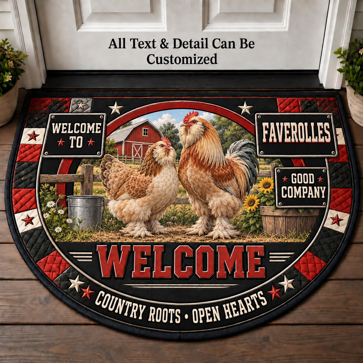 Faverolles Personalized Half Round Mat | 5To9Vibe