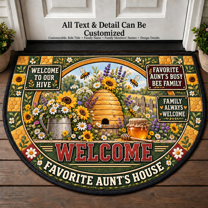 Favorite Aunt's Busy Bee Family Personalized Half Round Mat | 5To9Vibe
