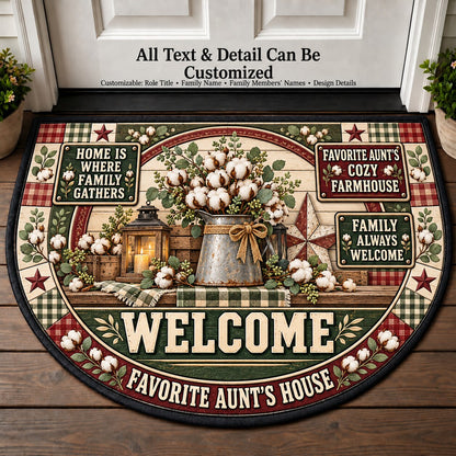 Favorite Aunt's Cozy Farmhouse Personalized Half Round Mat | 5To9Vibe