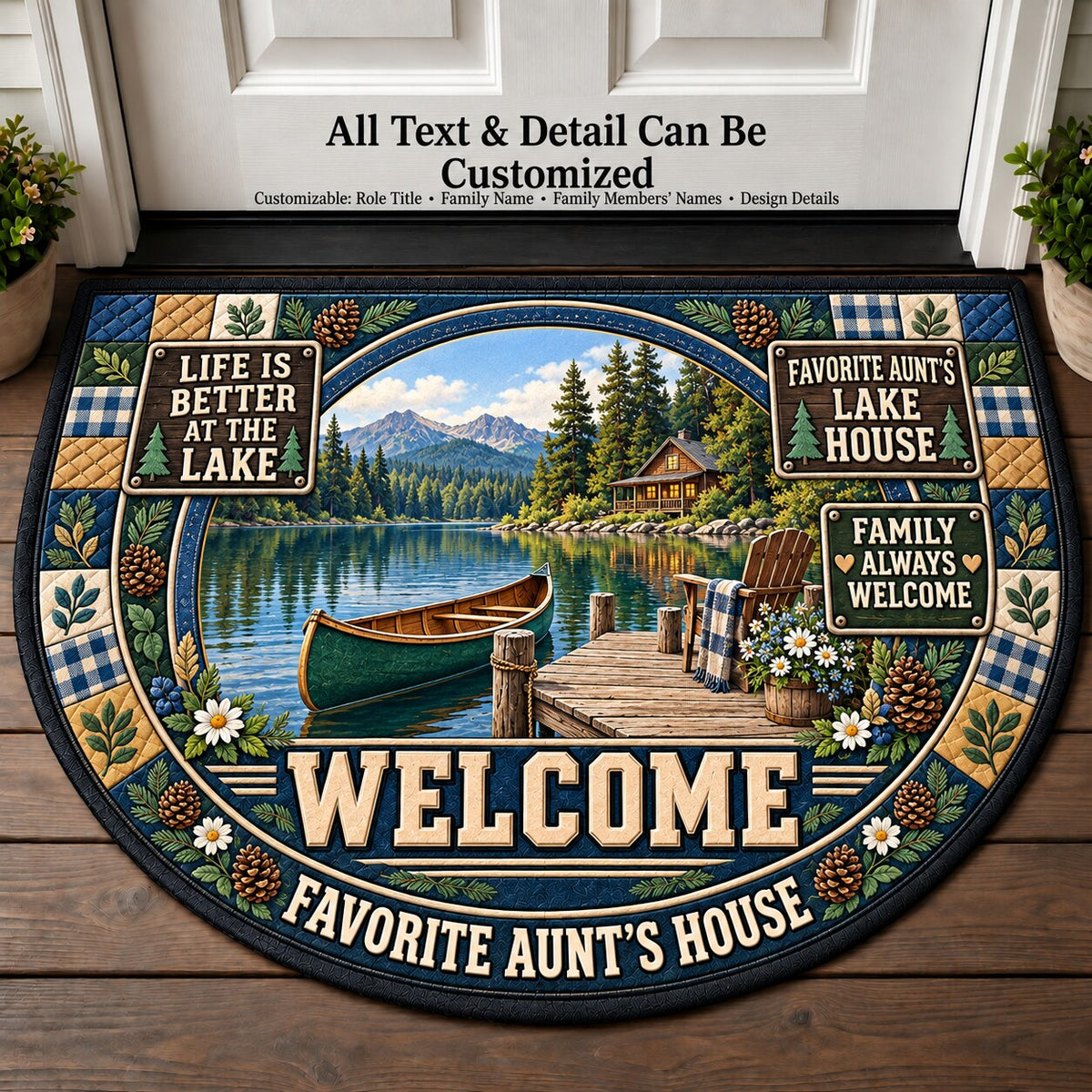 Favorite Aunt's Lake House Personalized Half Round Mat | 5To9Vibe
