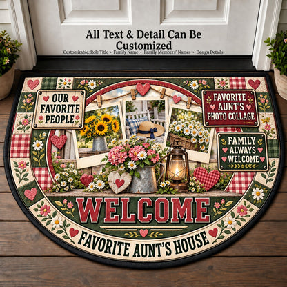Favorite Aunt's Photo Collage Personalized Half Round Mat | 5To9Vibe