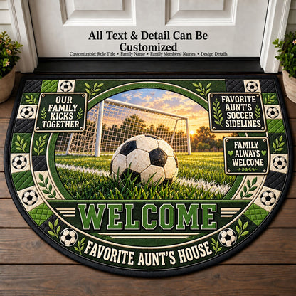 Favorite Aunt's Soccer Sidelines Personalized Half Round Mat | 5To9Vibe