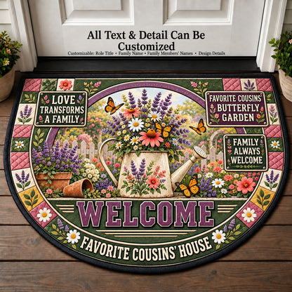 Favorite Cousins' Butterfly Garden Personalized Half Round Mat | 5To9Vibe