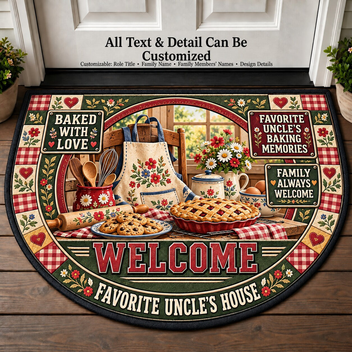 Favorite Uncle's Baking Memories Personalized Half Round Mat | 5To9Vibe