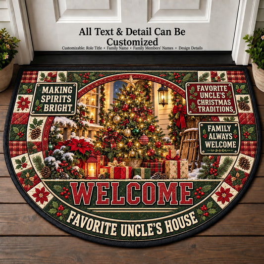Favorite Uncle's Christmas Traditions Personalized Half Round Mat | 5To9Vibe