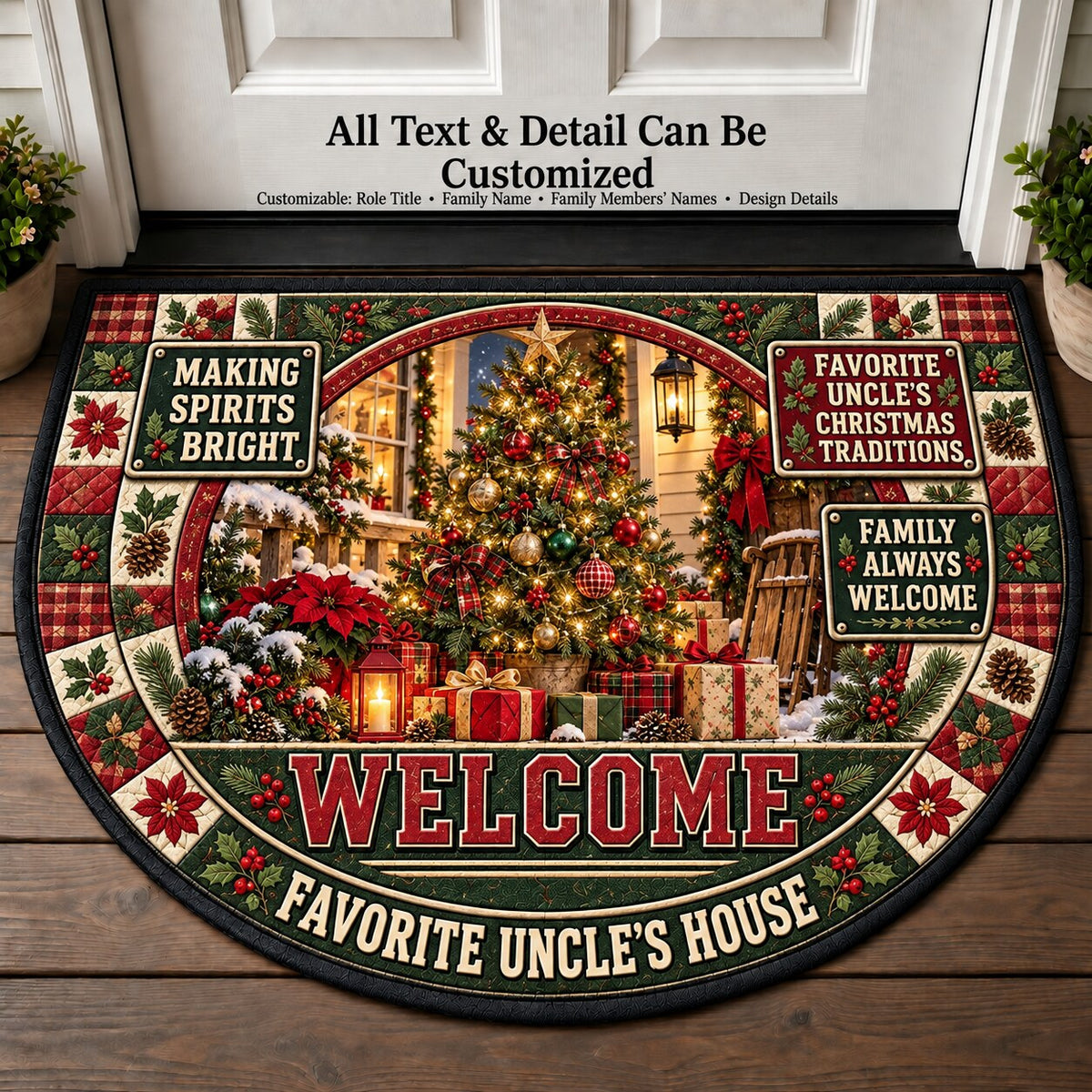 Favorite Uncle's Christmas Traditions Personalized Half Round Mat | 5To9Vibe