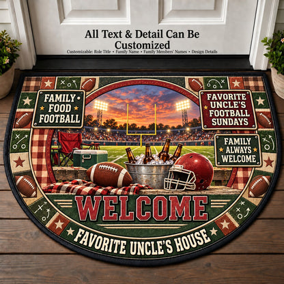 Favorite Uncle's Football Sundays Personalized Half Round Mat | 5To9Vibe