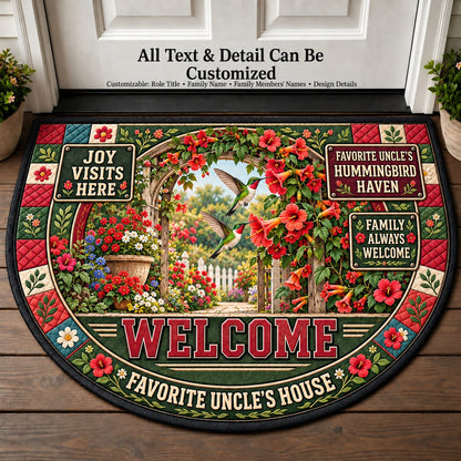 Favorite Uncle's Hummingbird Haven Personalized Half Round Mat | 5To9Vibe