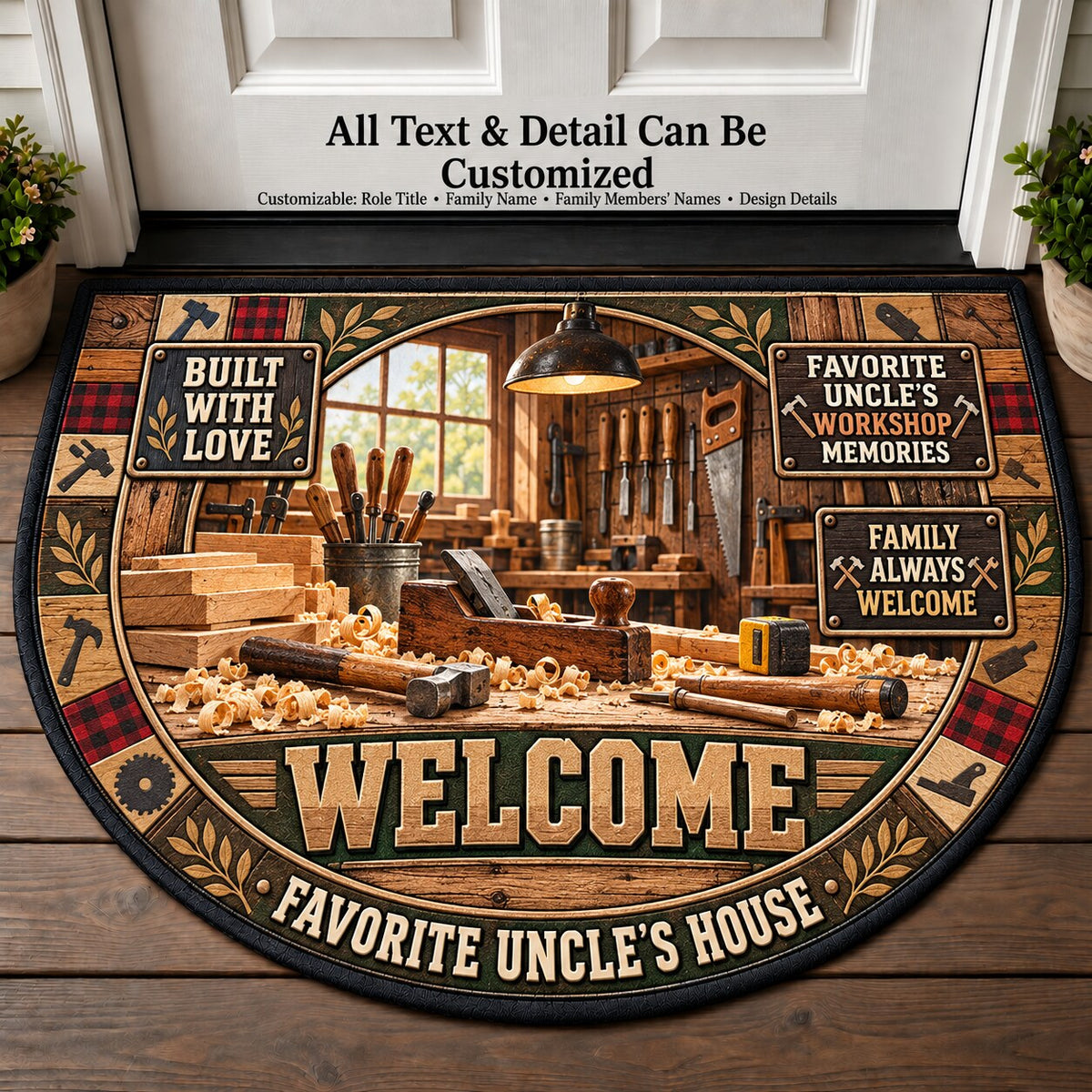 Favorite Uncle's Workshop Memories Personalized Half Round Mat | 5To9Vibe