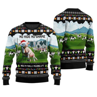 Fearless Cow Milking Life Ugly Christmas Sweater