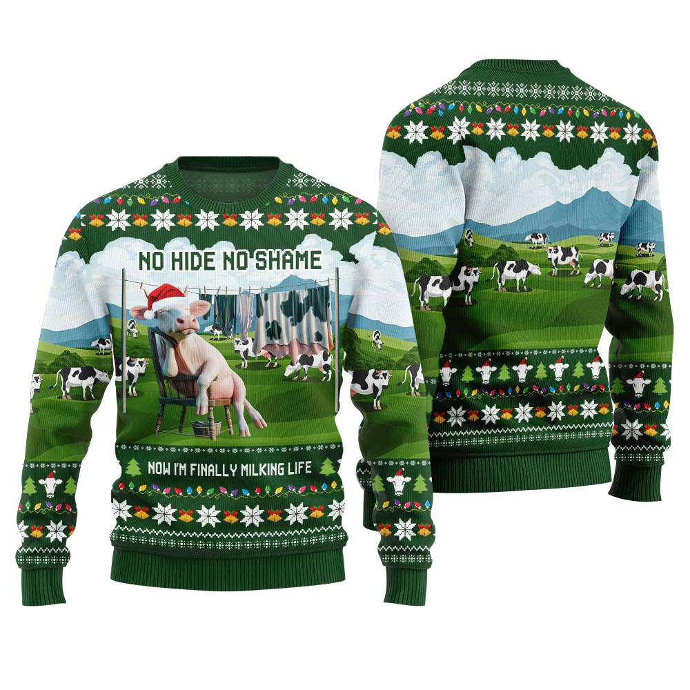 Fearless Cow Milking Life Ugly Christmas Sweater