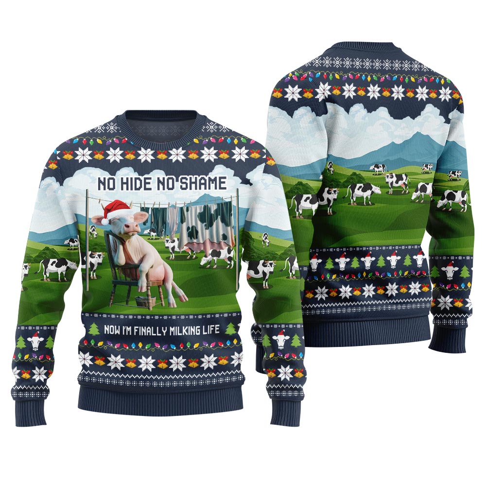 Fearless Cow Milking Life Ugly Christmas Sweater