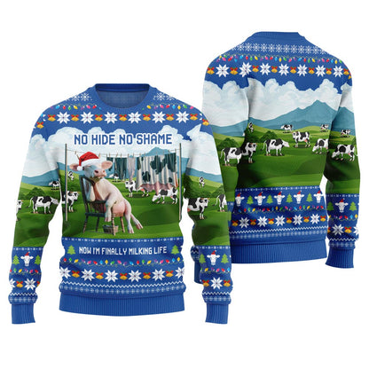 Fearless Cow Milking Life Ugly Christmas Sweater