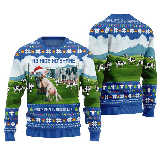 Fearless Cow Milking Life Ugly Christmas Sweater