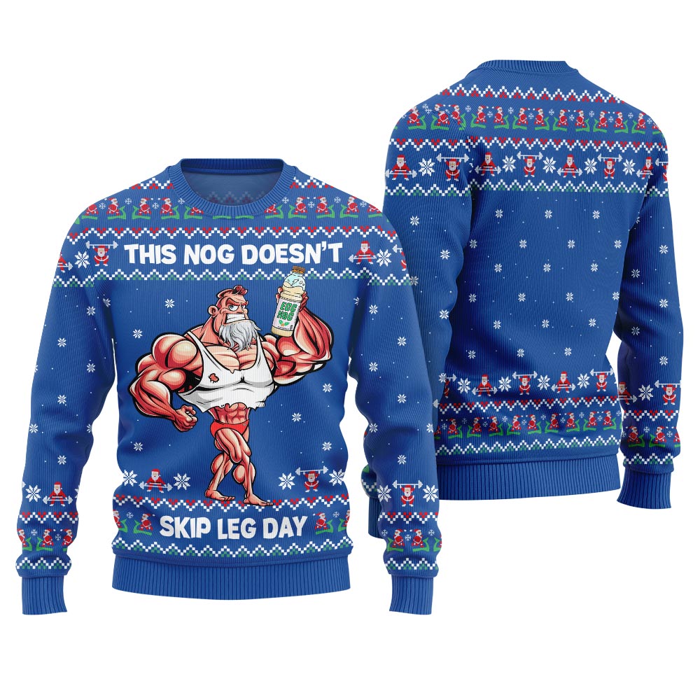 Fearless Lift Heavy Drink Eggnog Gym Ugly Christmas Sweater