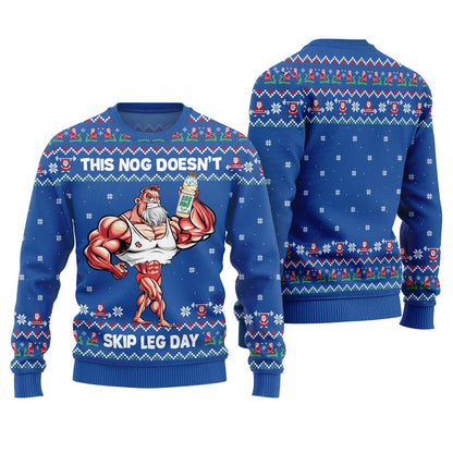 Fearless Lift Heavy Drink Eggnog Gym Ugly Christmas Sweater