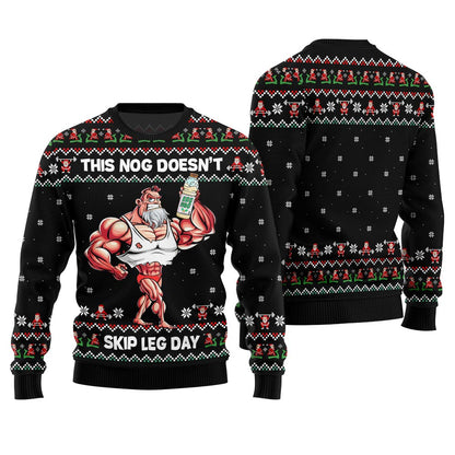 Fearless Lift Heavy Drink Eggnog Gym Ugly Christmas Sweater