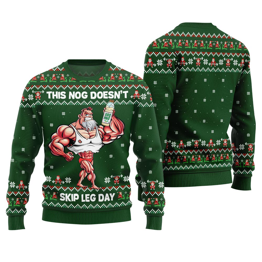Fearless Lift Heavy Drink Eggnog Gym Ugly Christmas Sweater