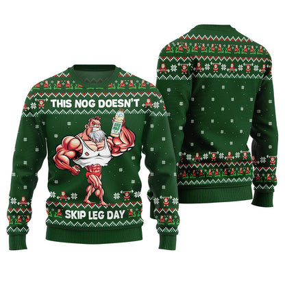 Fearless Lift Heavy Drink Eggnog Gym Ugly Christmas Sweater