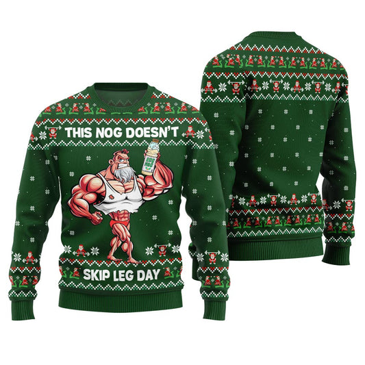 Fearless Lift Heavy Drink Eggnog Gym Ugly Christmas Sweater