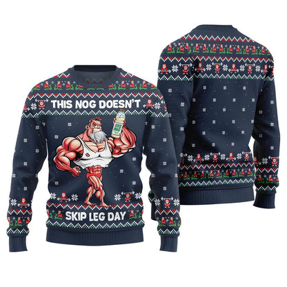 Fearless Lift Heavy Drink Eggnog Gym Ugly Christmas Sweater