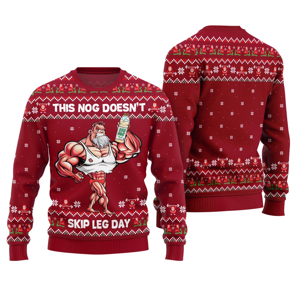 Fearless Lift Heavy Drink Eggnog Gym Ugly Christmas Sweater