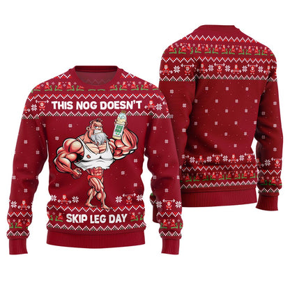 Fearless Lift Heavy Drink Eggnog Gym Ugly Christmas Sweater
