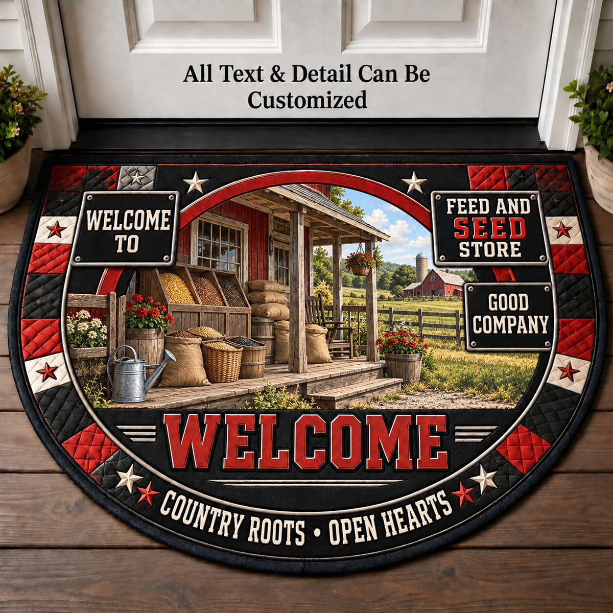 Feed and Seed Store Personalized Half Round Mat | 5To9Vibe