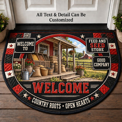 Feed and Seed Store Personalized Half Round Mat | 5To9Vibe