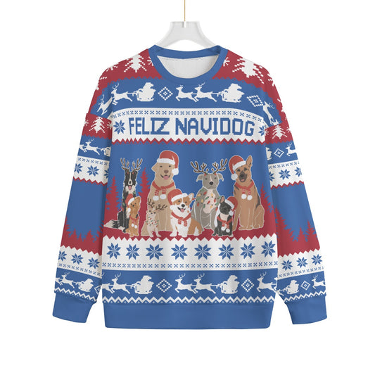 Feliz Navidad Dog Plus Size Christmas Sweater Men