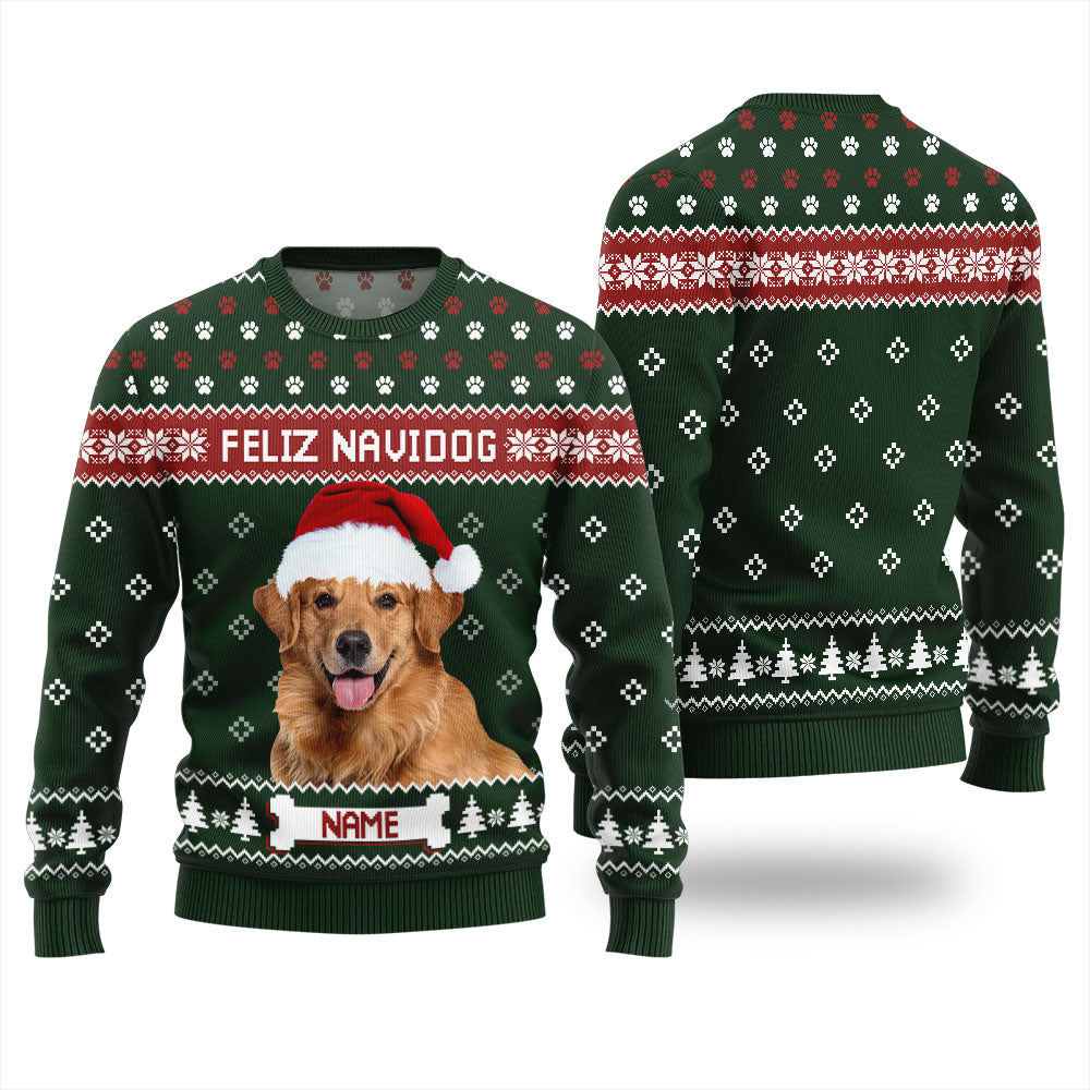 Feliz Navidog Custom Womens Ugly Christmas Sweater