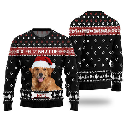Feliz Navidog Custom Womens Ugly Christmas Sweater